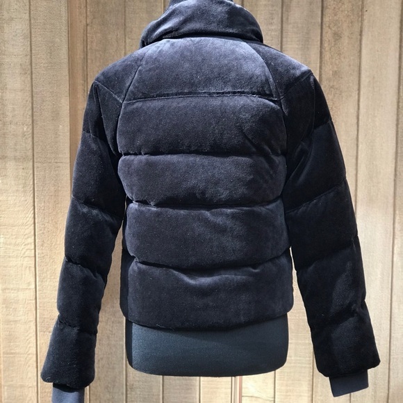Juicy Couture NWT Black Velvet Puffer Jacket Quilted Down Coat XS - Picture 4 of 8